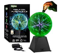Playbees Plasma Globe Lamp - 7 Inch Green Static Electricity Ball - Vacuum Pressurized Glass - Nebula, Thunder Lightning Effects - Multicolor Plasma Ball for Kids - Plug-in Static Electric Lamp