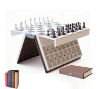Playbook Hangman Game, Playbook Board Game, 3D Printed Magnetic Chess Set, Four in a Row, Sea Battle, Backgammon, Mancala, Portable Books Design Board Game for Adults (Chess)