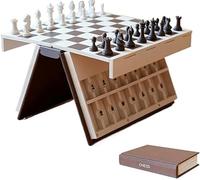 Playbook'd Chess - 3D Magnetic Chess Set, Folding ChessBoard, Beginner-Friendly Design, Book Design Folding Board Game for Family Play School Events Camping Trips