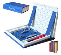 Playbook'd Chess | Book-Style Board Games, Magnetic Chess Set, 3D Printed | 4-in-a-Row, Sea Battle, Hangman | Portable Board Games For Adults(Sea Battle)