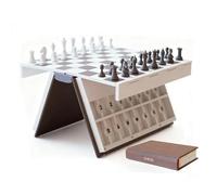 Playbook'd Chess, Compact 3D Printed Chess Book, Intellectual Board Games That Look Like Books, Ch-ess Sets Travel Board Games Magnetic Folding Ch-ess Board, with Dedicated Piece Slots (1set)