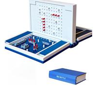 Playbook'd Hangman Game, Portable Book Board Games, 3D Printed Magnetic Chess Set, Four in a Row/Sea Battle/Chess/Hangman, Books Design for Adults Navy version