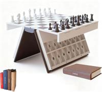 Playbook'd Hangman,Hangmans Game Magnetic Cowboy 3D Printed,Playbook Board Game,Magnetic Chess Set,Vocabulary Words Spelling Challenge Table Game,Portable Books Design Board Game (Chess)