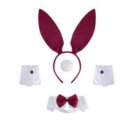 Playboy Bunny Costume Accessories Set Ear Headband Arm Cuffs Tail Bowtie Rabbit Cosplay Accessories for Halloween Stages (Purple, 4 Pcs)