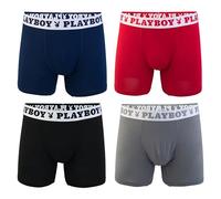 Playboy Men's 4-Pack Everyday Athletic Boxer Briefs with Soft Brushed Fabric Sizes S, M, L & XL, 4-pack Assorted Colors, S