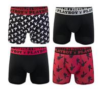 Playboy Men's Everyday Athletic Boxer Briefs with Soft Brushed Fabric Sizes S, M, L & XL, 4-Pack Bunny Toss, L (Pack of 4)
