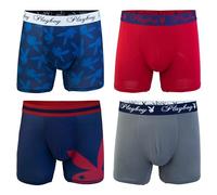 Playboy Men's Everyday Athletic Boxer Briefs with Soft Brushed Fabric Sizes S, M, L & XL, 4-Pack with Large Bunny, M (Pack of 4)