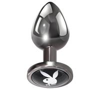 Playboy Tux Small 2.5 Inch Metal Butt Plug - Silver Silver