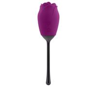 Playboy - Waterproof Rechargeable Rose Vibrator with Tongue (Purple)
