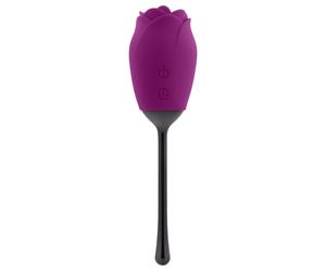 Playboy - Waterproof Rechargeable Rose Vibrator with Tongue (Purple)