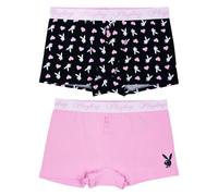 Playboy Women's Amazon Exclusive Juniors Ladies Bunny Print Underwear and Bra Sets in Sizes XXS-XL, 2-Pack Boyfriend Boxer Brief, (Pack of 2)