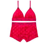 Playboy Women's Amazon Exclusive Juniors Ladies Print Underwear and Bra Sets in Sizes XXS-XL Boy Short Panties, 2-Pack Red Bunny Burnout, Medium (Pack of 2)