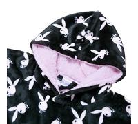 PLAYBOY Women's Amazon Exclusive Super Plush Oversized Sherpa Cozy Hoodie Or Onesie Sizes S/M & L/XL, Cozy Hoodie - Black, S-M