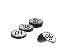 PlayCool ABS Engraved 30mm x 50mm Oval Table numbers (1-100) Pubs Restaurants Clubs - Silver - 1 to 100