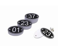 PlayCool ABS Engraved 30mm x 50mm Oval Table numbers (1-200) Pubs Restaurants Clubs - Black - 1 to 200