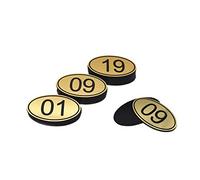 PlayCool ABS Engraved 30mm x 50mm Oval Table numbers (1-400) Pubs Restaurants Clubs - Golden - 1 to 400