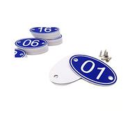 PlayCool ABS Engraved 30mm x 50mm Oval Table Numbers Pubs Restaurants Clubs - Blue - 1 to 50