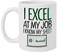 Playcrate Excel at My Job Ceramic Mug - Funny Gift for Spreadsheet Lovers, Data Nerds, or Coworkers
