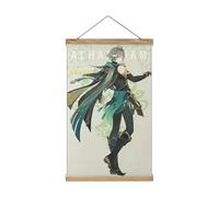 PLAYDOM Genshin Impact Zhong Li QiQi Furina de Fontaine Hu Tao Tighnari XianYun Chiori Eula Navia Kaedehara Kazuh Scroll Canvas Scroll Painting Art Poster Decor Art Mural (Alhaitham)