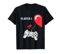 Player 1 Valentines Day Gaming Matching Couple Gamer Outfit T-Shirt