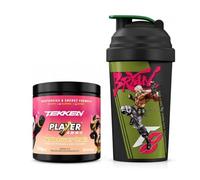Player Ammo TEKKEN 8 Panda Power Peach Powder + Bryan Fury Shaker | Officially Licensed | Panda Power Peach | Bryan Fury Green Shaker | Sugar Free | 60 Servings | Nootropics | Made in UK