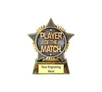 Player of the Match Mini Star Antique Gold Resin Trophy Award 90mm Ideal for Football Rugby Cricket Hockey Tennis Volleyball Netball Rounders Free Engraving-TWT