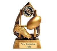 Player Of The Match Rugby Antique Gold Resin Trophy Award 120mm Free Engraving RF674A-CL-ES