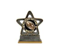 Player of the Match Rugby Trophy Star 150mm Antique Silver and Gold Resin Award Free Engraving RST006AS-CL