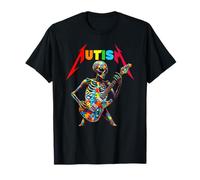 Player Rock Music Autism Awareness Alien Skeleton Guitar T-Shirt