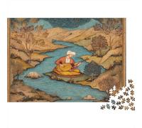 Player Sitting by The River Jigsaw Puzzles for Adults And Kids. 1000 Pieces Persian Miniature Whimsical Challenge Toy Educational Game Home Decor 52x38cm/1000pcs