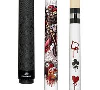 Players D-JS White with Jester on Pool Balls and Dripping Card Suits Cue, 20.5-Ounce