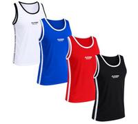 Playerz Boxing Vest | IBA Style Lightweight Amateur Vest for Sparring and Fighting | Black Blue Red White Breathable Workout Vest (UK, Alpha, XXL, Regular, Regular, Black)
