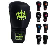 Playerz Element Adult Boxing Gloves - Premium, High-Performance Training Gloves for Boxing, Muay Thai, and Kickboxing - Superior Comfort and Protection for Men and Women (Black/Neon, 16oz)