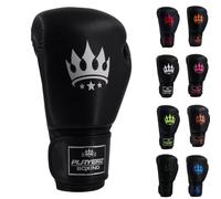 Playerz Element Adult Boxing Gloves - Premium, High-Performance Training Gloves for Boxing, Muay Thai, and Kickboxing - Superior Comfort and Protection for Men and Women (Black/Silver, 14oz)