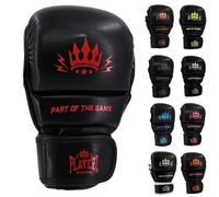 Playerz Element Kids MMA Sparring Gloves, Synthetic Leather Grappling Gloves, Side Thumb Protection, Double Wrap Closure, 1" High Tech Padded Knuckle for Young Martial Artists