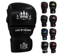 Playerz Element Kids MMA Sparring Gloves, Synthetic Leather Grappling Gloves, Side Thumb Protection, Double Wrap Closure, 1" High Tech Padded Knuckle for Young Martial Artists