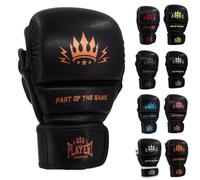 Playerz Element Kids MMA Sparring Gloves, Synthetic Leather Grappling Gloves, Side Thumb Protection, Double Wrap Closure, 1" High Tech Padded Knuckle for Young Martial Artists