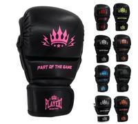 Playerz Element Kids MMA Sparring Gloves, Synthetic Leather Grappling Gloves, Side Thumb Protection, Double Wrap Closure, 1" High Tech Padded Knuckle for Young Martial Artists