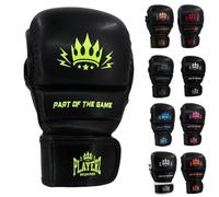 Playerz Element Kids MMA Sparring Gloves, Synthetic Leather Grappling Gloves, Side Thumb Protection, Double Wrap Closure, 1" High Tech Padded Knuckle for Young Martial Artists