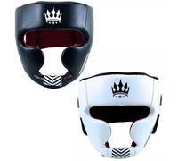 Playerz SparTech Boxing Head Guard - Triple-Layered Foam, Microfibre Construction, Adjustable Fit, for Boxing, MMA, Muay Thai - Red Jacquard Lining, Black/White, Sizes S/M-L/XL