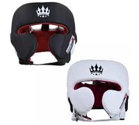 Playerz SparTech Pro Boxing Head Guard - Triple Layered Closed Face Head Gear, Lightweight Microfibre With Adjustable Strap, Ideal for Boxing, MMA, Muay Thai - Black & White, Sizes S/M to L/XL