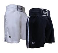 Playerz Stealth Boxing Shorts - Lightweight Elasticated Boxing Trunks with Breathable Fabric for Comfort and Durability, Ideal for Sparring, Workouts, and Training in Black and White