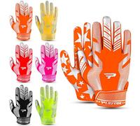 PLAYEUR Sticky Receiver Adult and Kids Football Gloves - Stretch Fit, Durable Grip | Youth Football Gloves for Boys 8-12 in Vibrant Colors