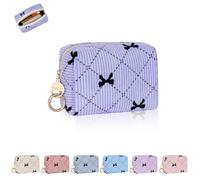 Playexen Corduroy Mini Makeup Bag, Small Cosmetics Bag with Ring Buckle, Portable Travel Makeup Pouch for Women, Daily Use, C-XS Bow Tie-Light Pink, Mini