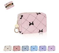Playexen Corduroy Mini Makeup Bag, Small Cosmetics Bag with Ring Buckle, Portable Travel Makeup Pouch for Women, Daily Use, C-XS Bow Tie-Light Purple, Mini