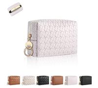 Playexen Mini Makeup Bag, Small Cosmetic Bag for Purse with Ring Buckle, Portable XS Travel Makeup Pouch Purse for Women Daily Use, Birthday/Wedding/Christmas Gifts, Small Plaid Khaki, Mini, Plaid