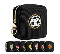 Playexen Personalized Small Makeup Bag, Corduroy Small Cosmetic Bag with Chenille Patch, Portable Mini Travel Toiletry Organize Pouches, Women Girlfriend Sister Wife Grandma Daughter Gifts