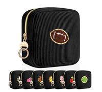 Playexen Personalized Small Makeup Bag, Corduroy Small Cosmetic Bag with Chenille Patch, Portable Mini Travel Toiletry Organize Pouches, Women Girlfriend Sister Wife Grandma Daughter Gifts