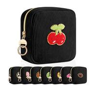 Playexen Personalized Small Makeup Bag, Corduroy Small Cosmetic Bag with Chenille Patch, Portable Mini Travel Toiletry Organize Pouches, Women Girlfriend Sister Wife Grandma Daughter Gifts