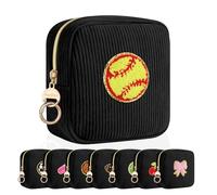 Playexen Personalized Small Makeup Bag, Corduroy Small Cosmetic Bag with Chenille Patch, Portable Mini Travel Toiletry Organize Pouches, Women Girlfriend Sister Wife Grandma Daughter Gifts